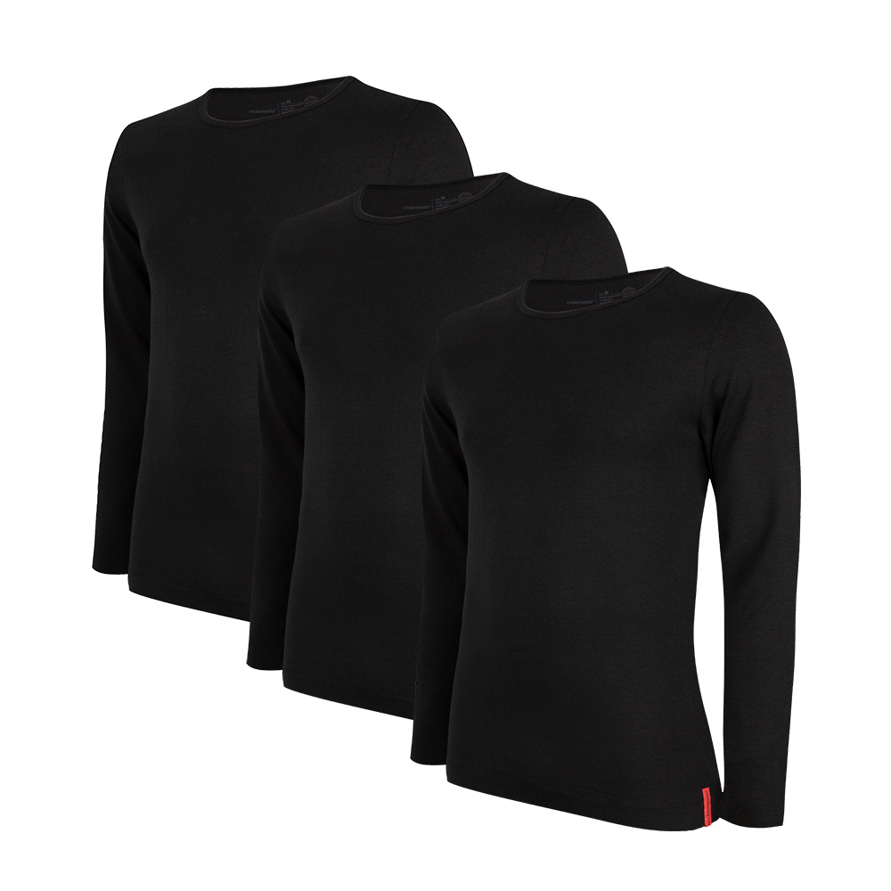 Undiemeister® Voordeelpack Slim Fit Longsleeve Ronde Hals Volcano Ash - Kwaliteit Heren Ondershirts - XS