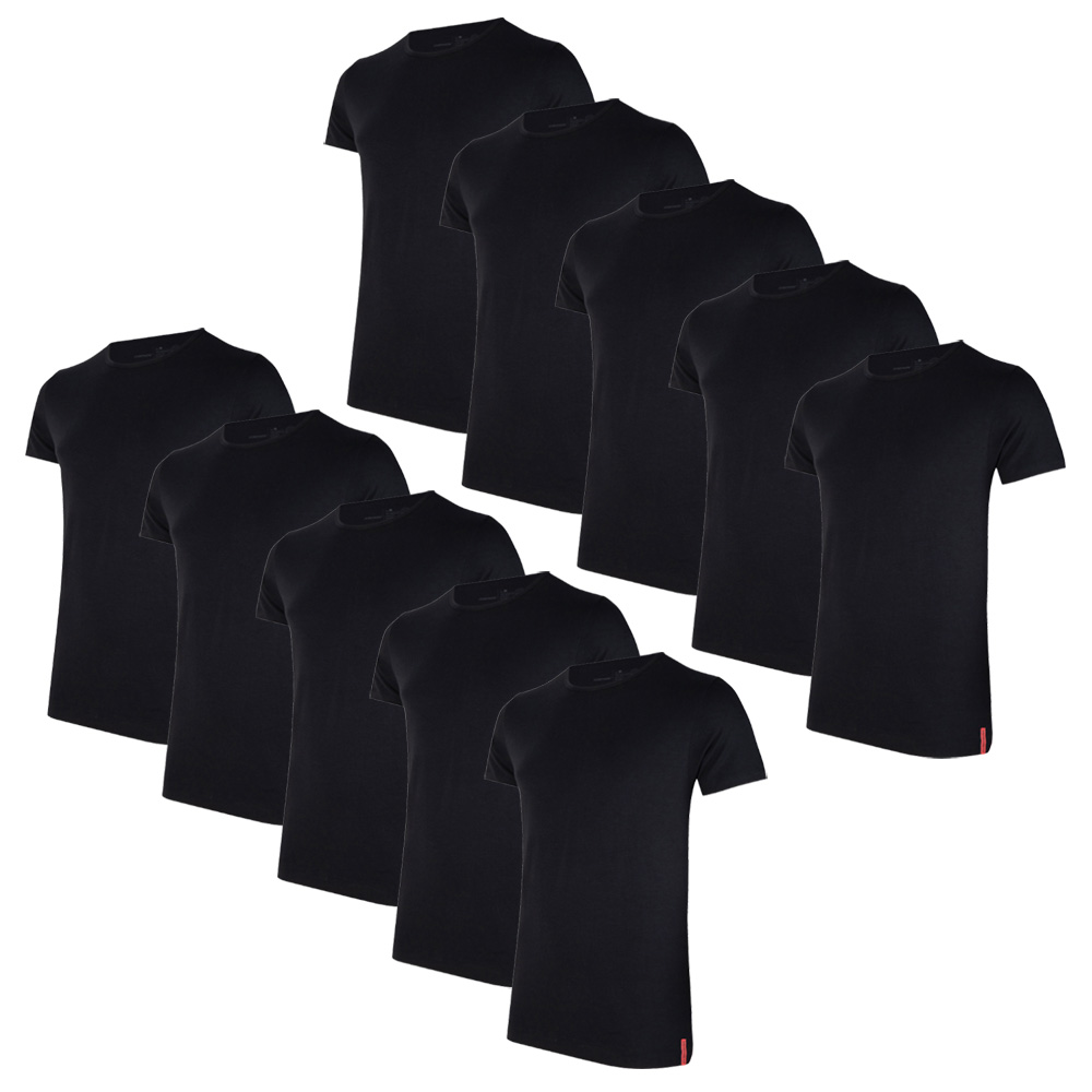 Undiemeister® Meisterpack Zwarte Slim Fit Crew Neck T-shirts 10-pack - Kwaliteit Heren Ondershirts - S