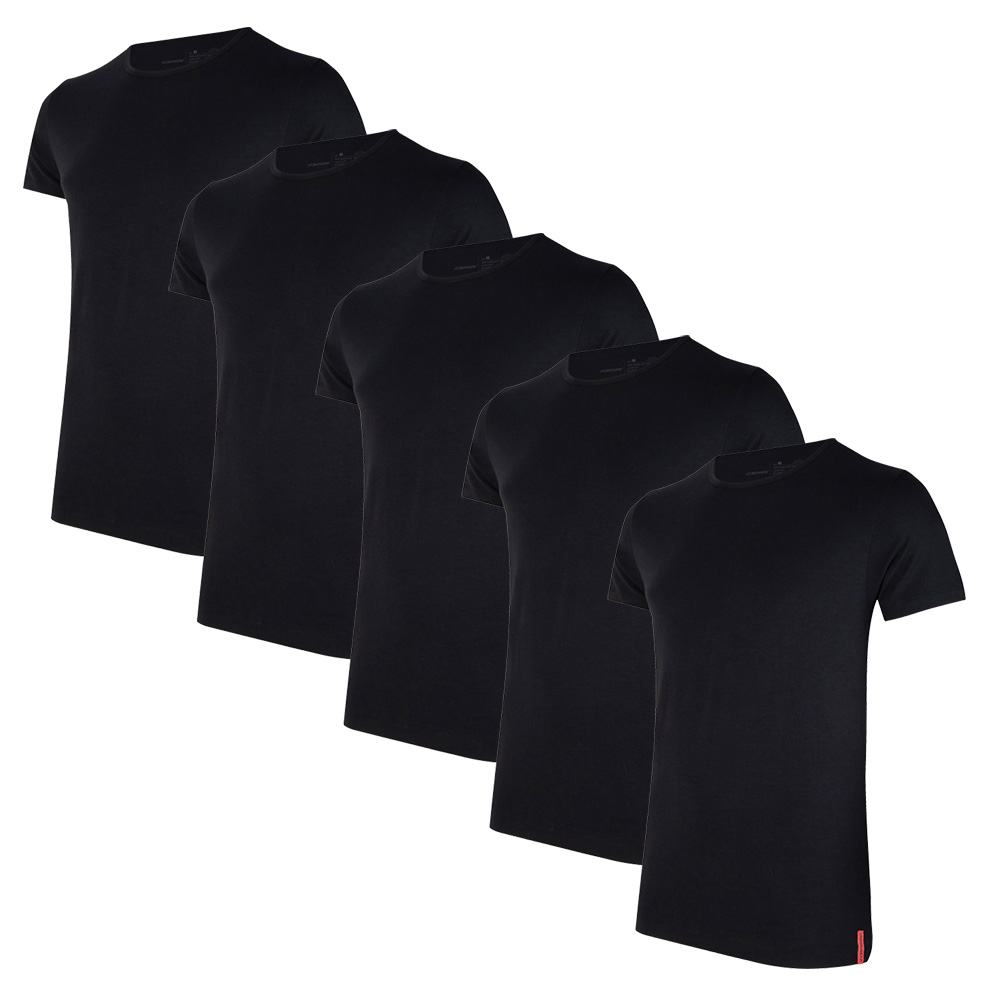 Undiemeister® Meisterpack Zwarte Slim Fit Crew Neck T-shirts 5-pack - Kwaliteit Heren Ondershirts - S