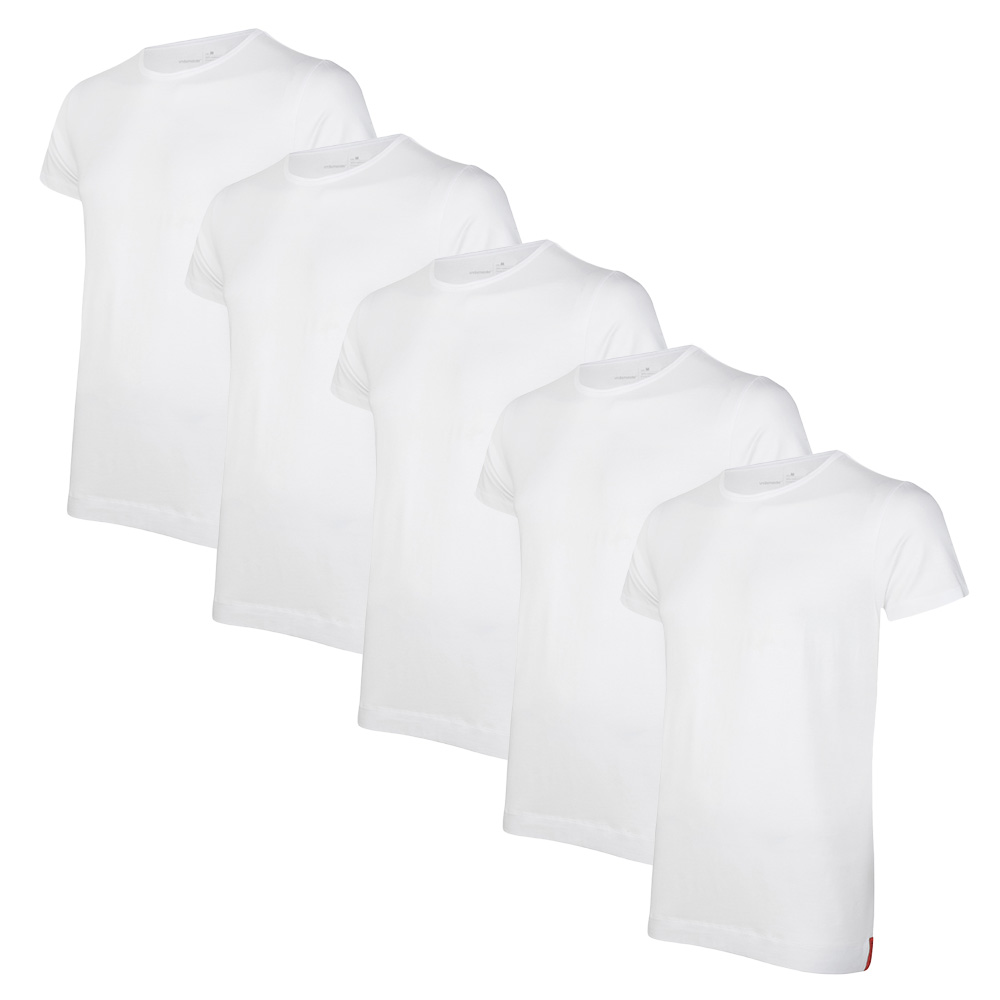 Undiemeister® Meisterpack Witte Slim Fit Crew Neck T-shirts 5-pack - Kwaliteit Heren Ondershirts - S