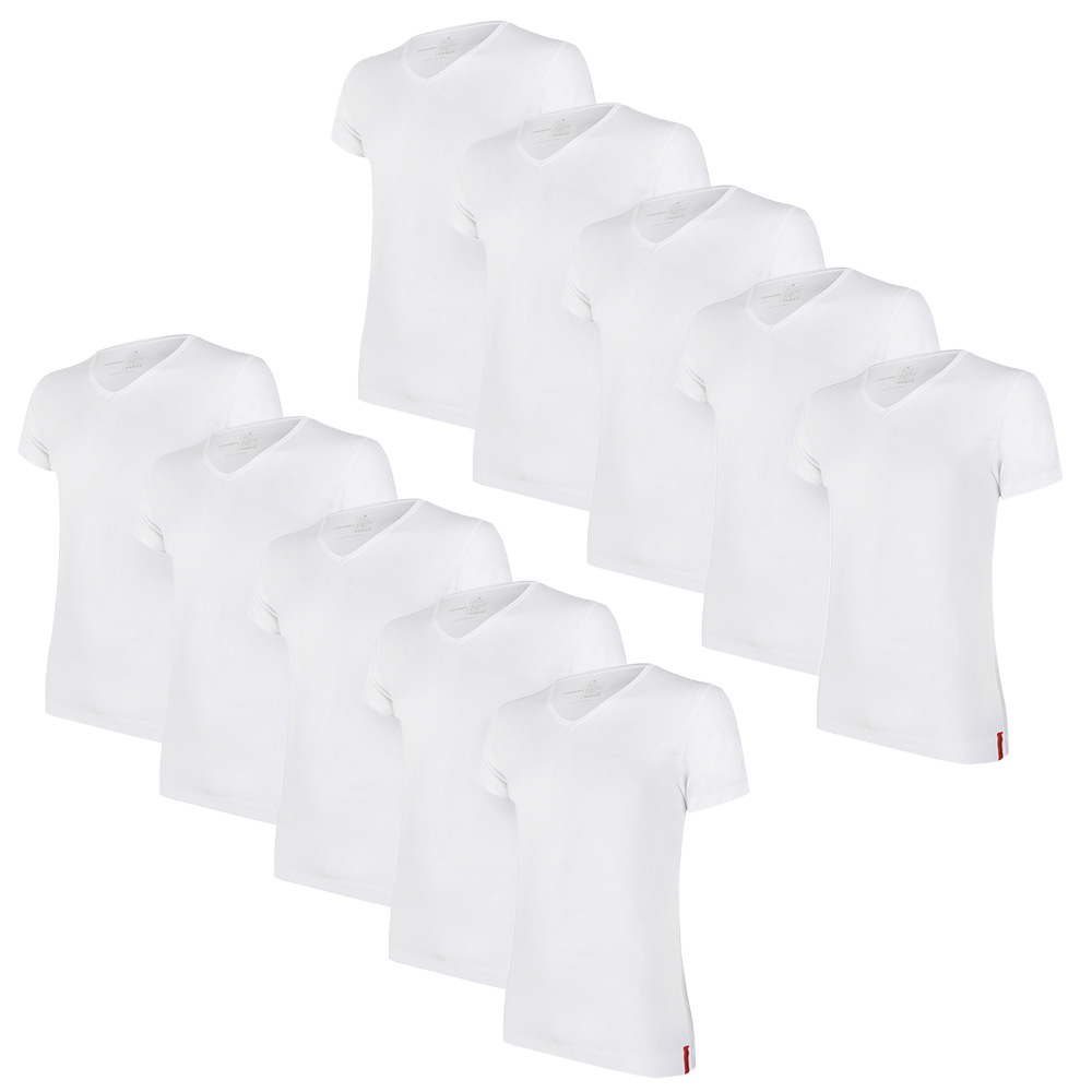 Undiemeister® Meisterpack Witte Slim Fit V-hals T-shirts 10-pack - Kwaliteit Heren Ondershirts - L