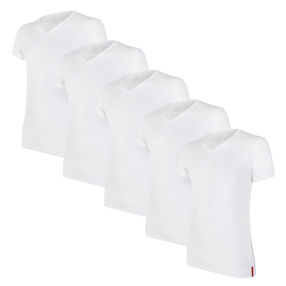 Undiemeister® Meisterpack Witte Slim Fit V-hals T-shirts 5-pack - Kwaliteit Heren Ondershirts - M